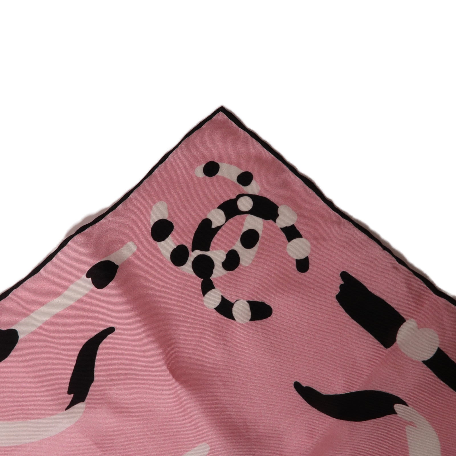 CHANEL 絲質Scarf絲巾粉紅色/黑色/白色