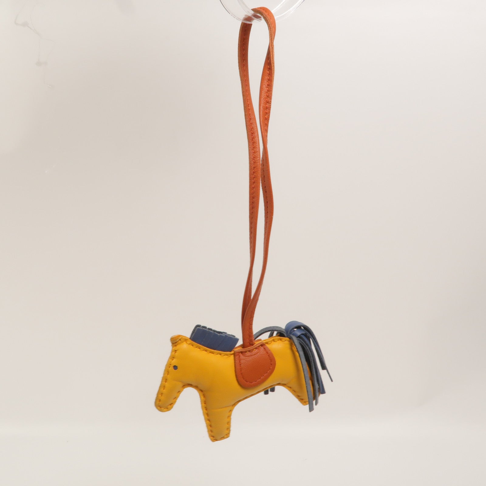HERMES Milo/Swift皮革Rodeo PM掛飾Jaune d'Or/Agate