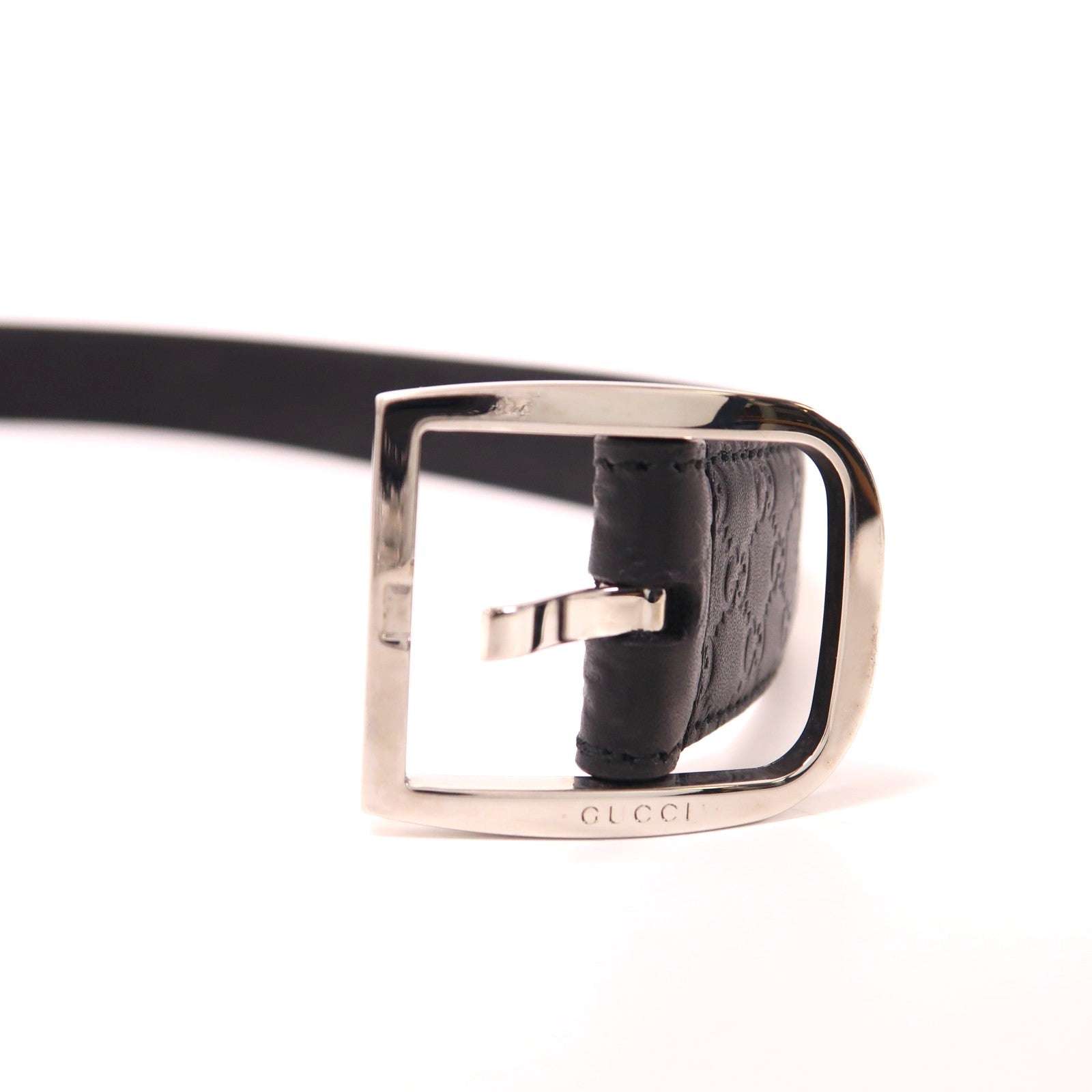 GUCCI 牛皮皮革Belt銀扣皮帶