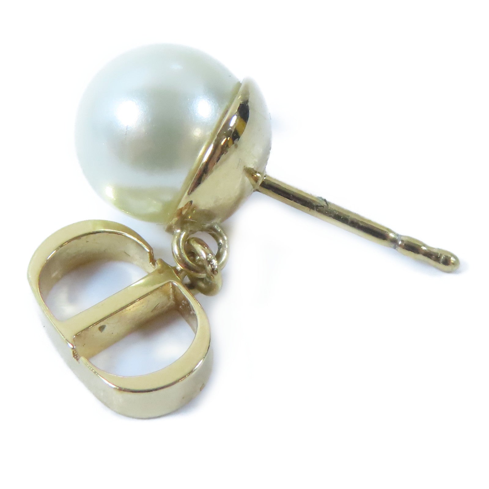 Dior 金屬Pierced Earring耳環金色/白色