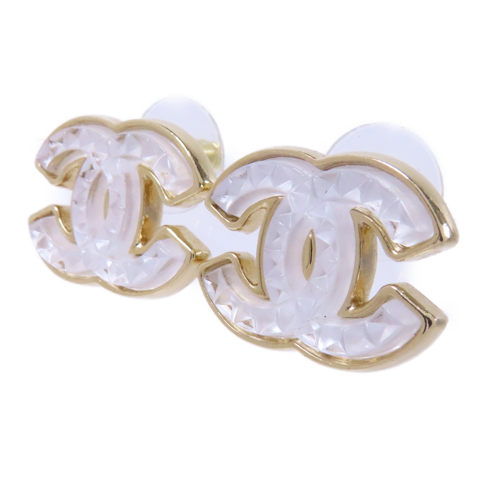 CHANEL PVC/金屬Earrings耳環白色/金色