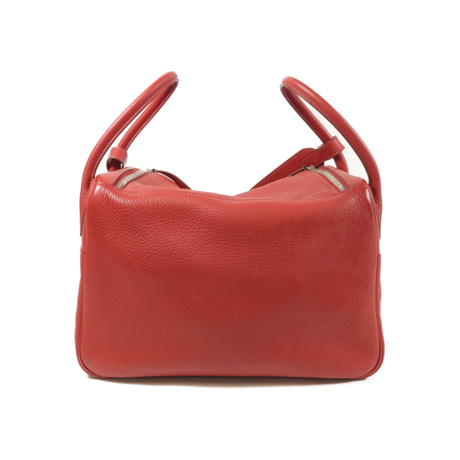 HERMES Clemence皮革Lindy 34銀扣手挽肩背兩用袋Rouge Casaqe