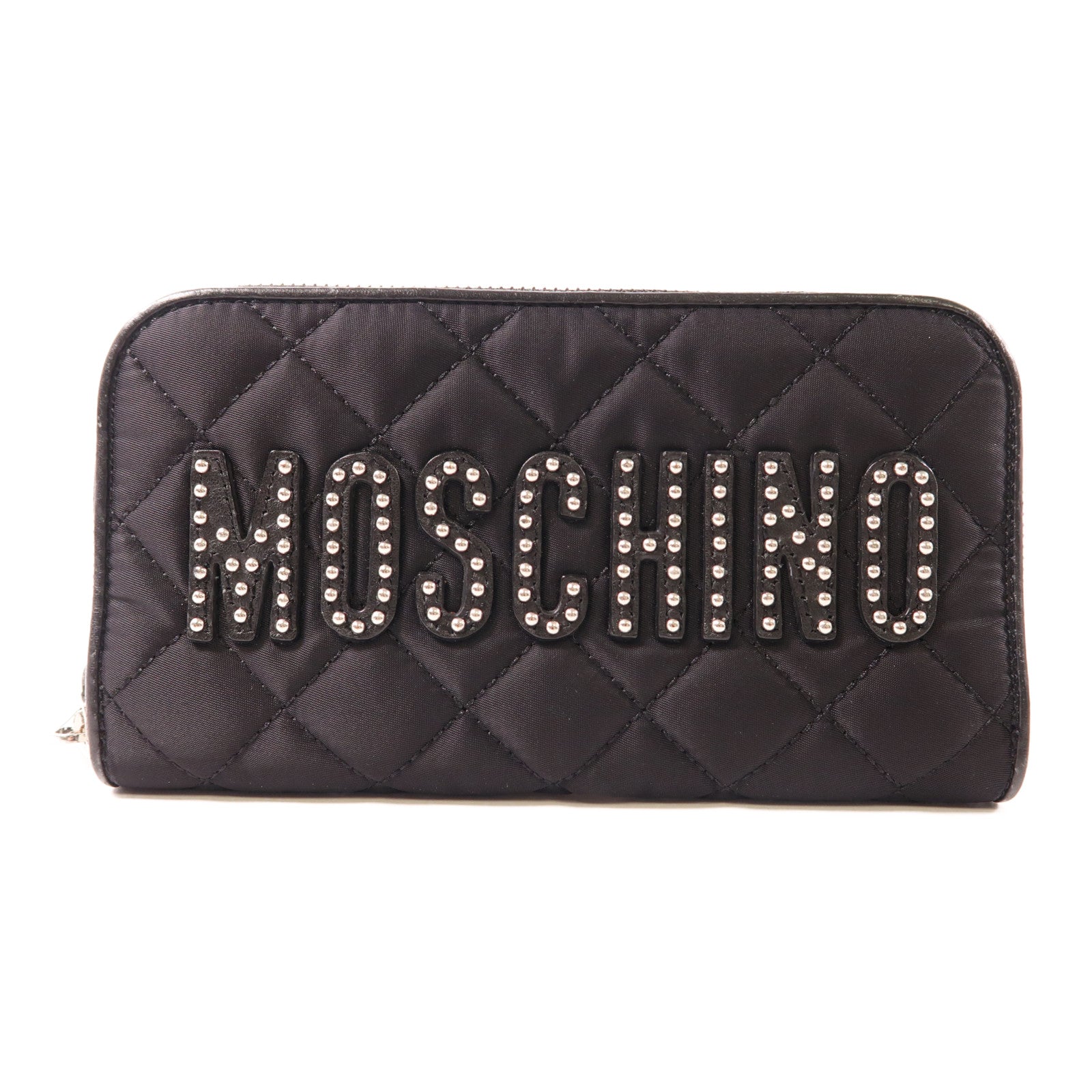 MOSCHINO 尼龍Zipper Long Wallet銀扣長錢包黑色
