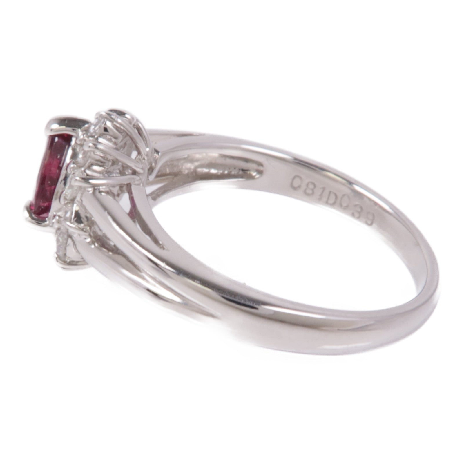 JEWELRY 【激減優惠】PT850鉑金Ruby/Diamond Ring紅寶石/鑽石戒指US#6