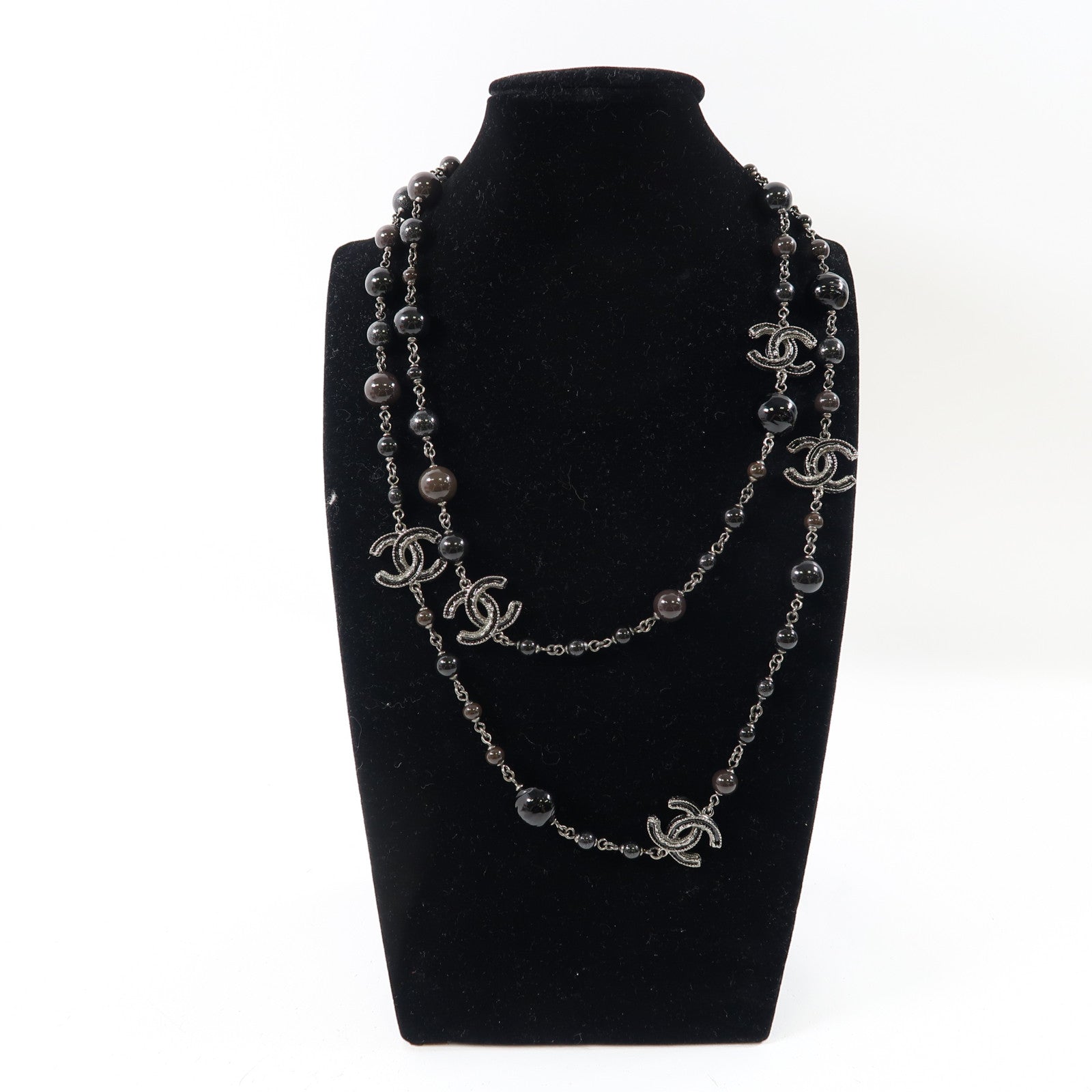 CHANEL 金屬Necklace項鍊黑色/銀色