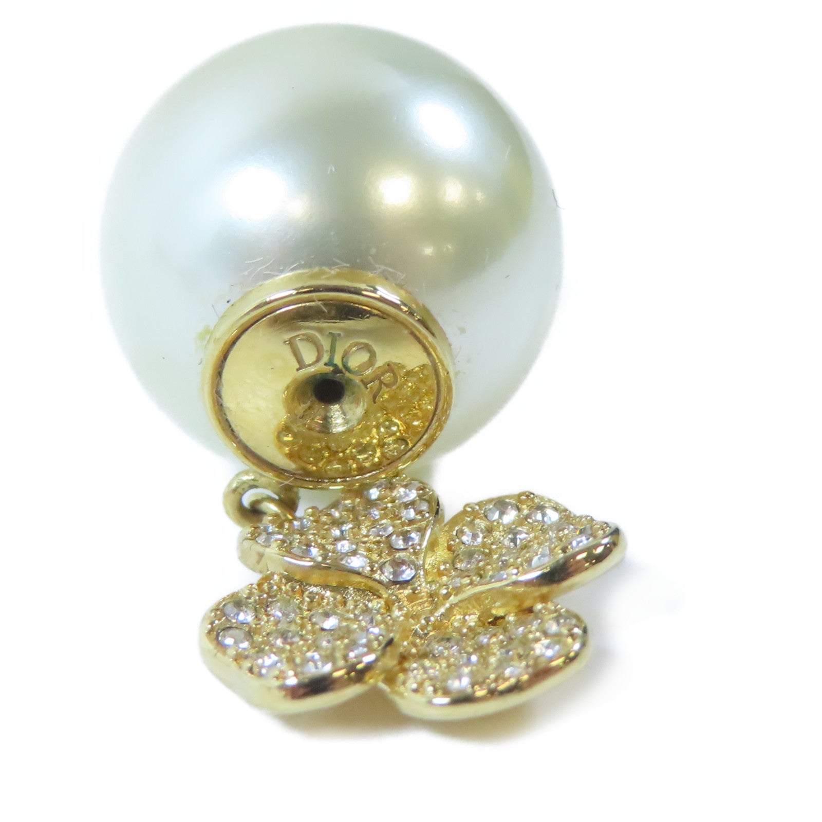 Dior 金屬Pierced Earring耳環金色/白色