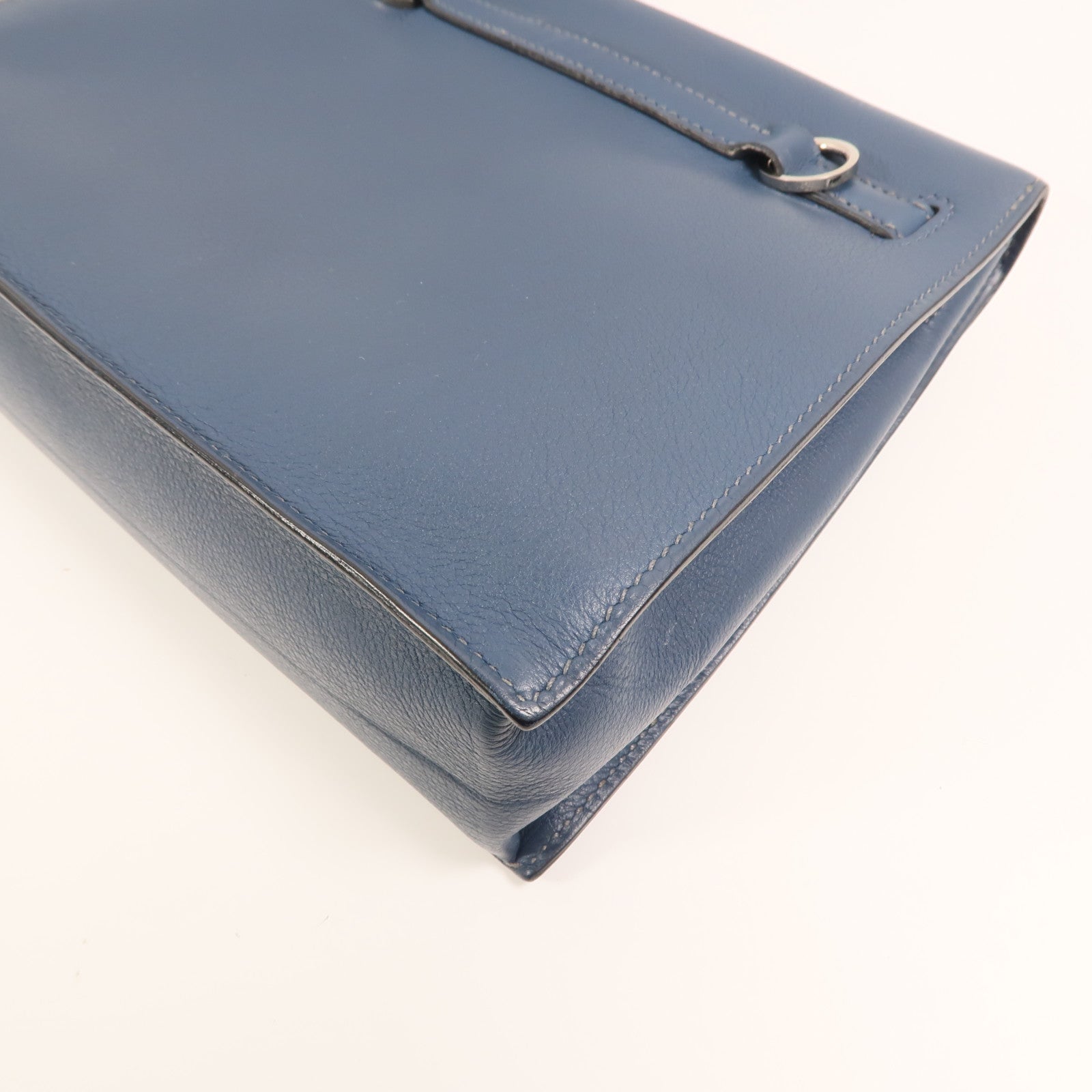 HERMES 【激減優惠】Evercolor皮革Kelly Dance銀扣肩背袋Deep Blue