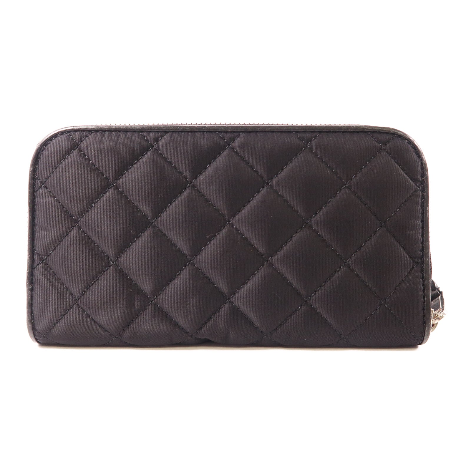 MOSCHINO 尼龍Zipper Long Wallet銀扣長錢包黑色
