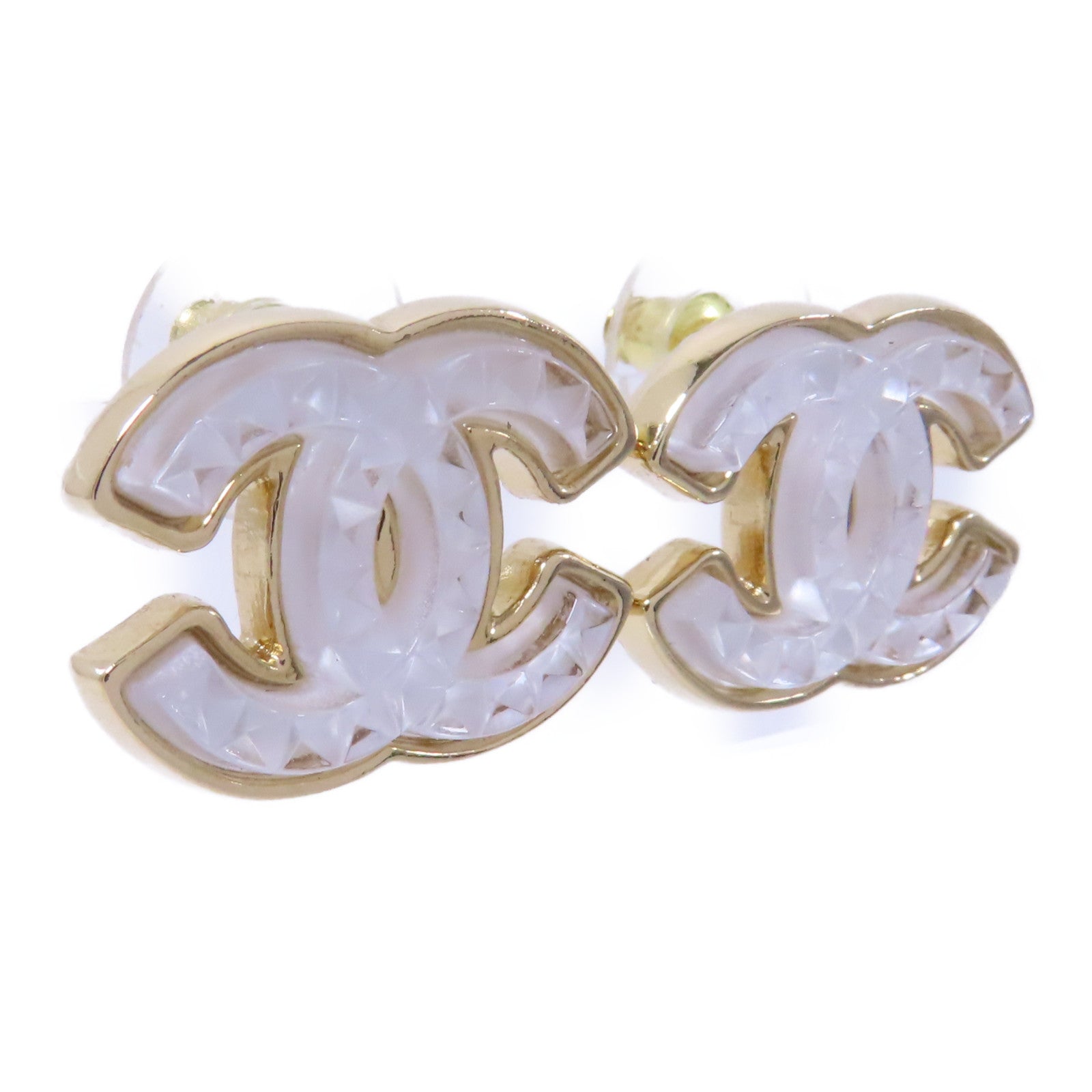 CHANEL PVC/金屬Earrings耳環白色/金色