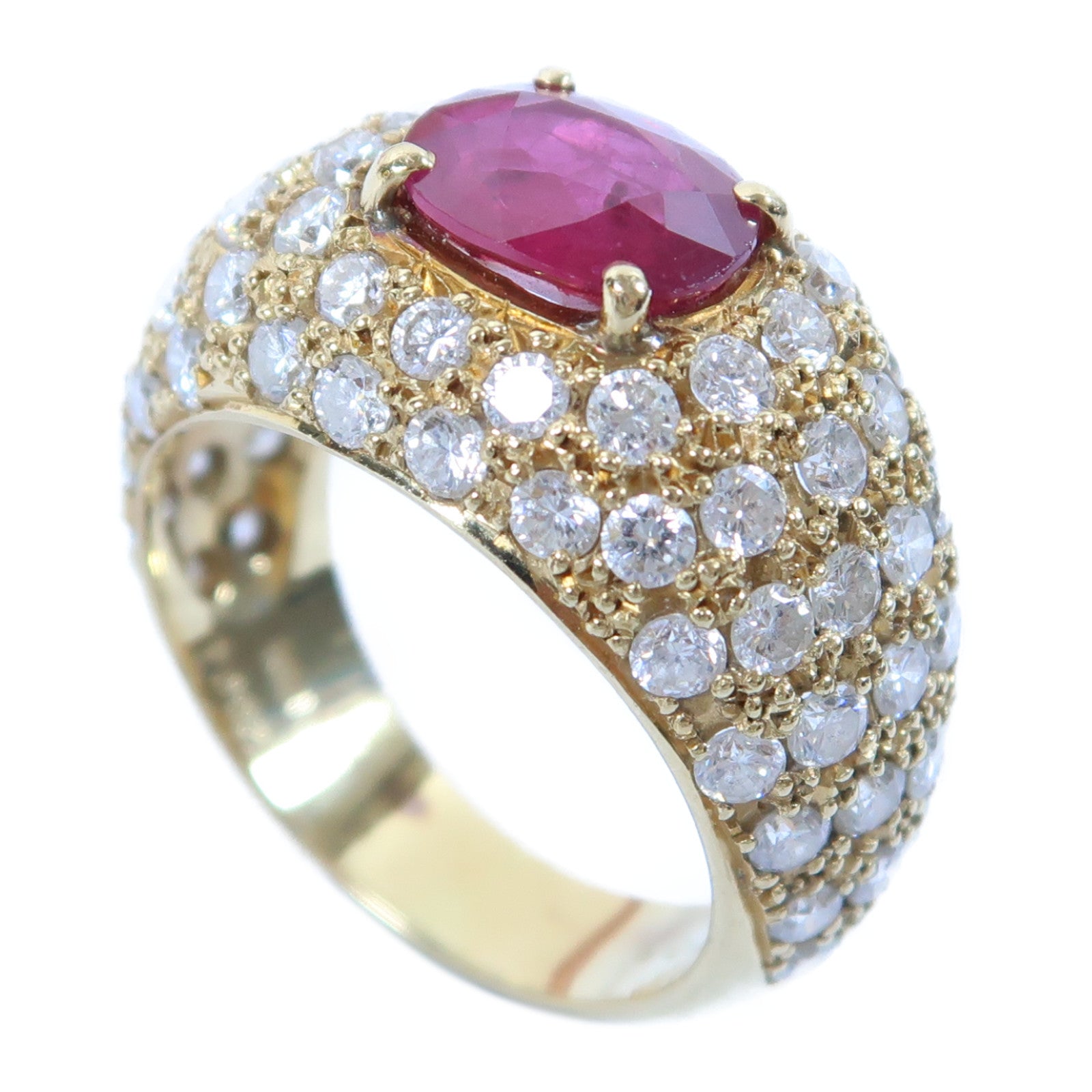 JEWELRY 【激減優惠】18K黃金Ruby Ring 2.864ct紅寶石/2.08ct鑽石戒指US#8.25