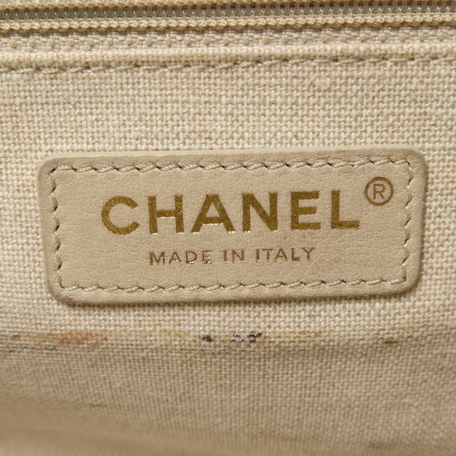 CHANEL 帆布Deauville Tote Small鏈帶手挽肩背兩用袋