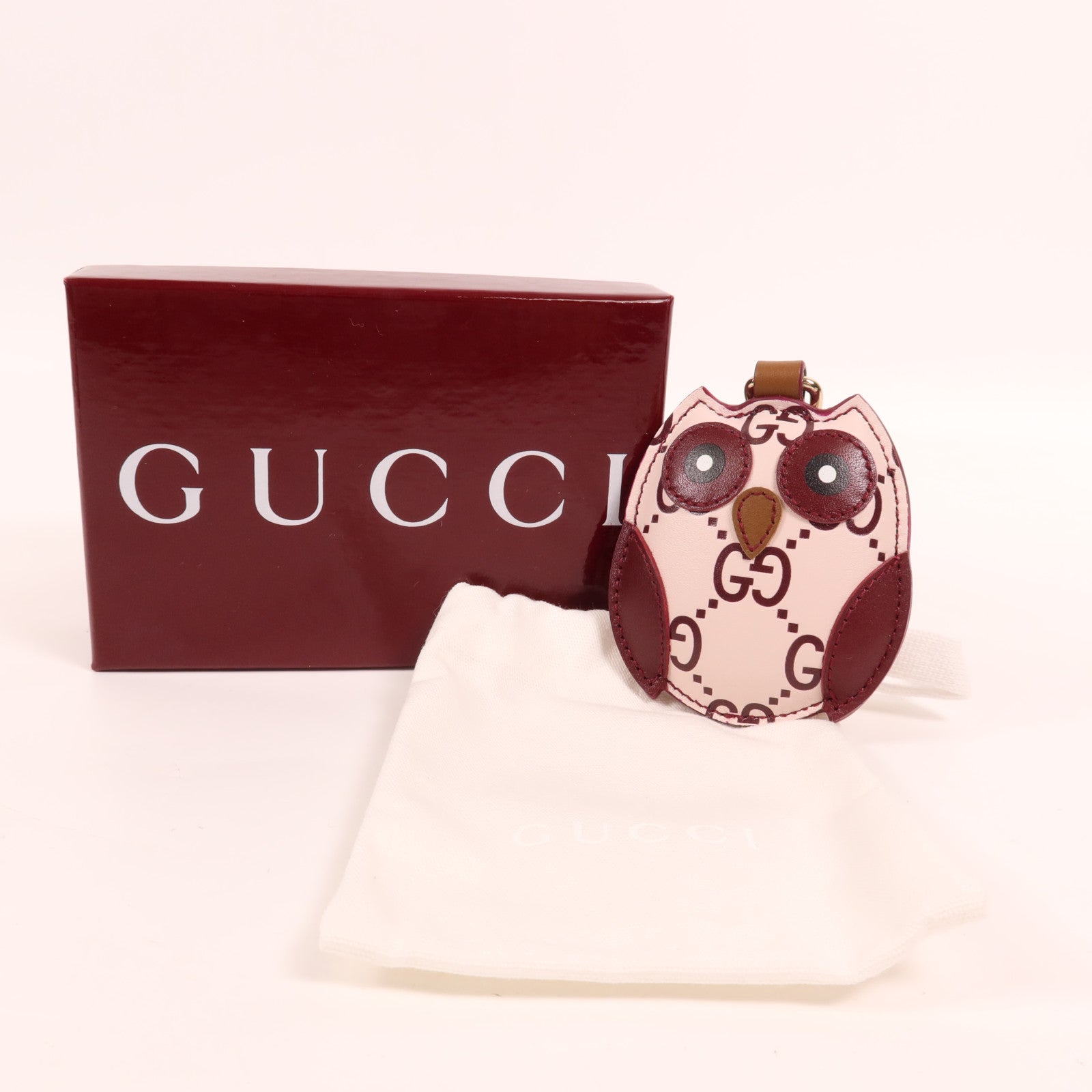 GUCCI 牛皮皮革Owl-Shaped Bag Charm銀扣掛飾