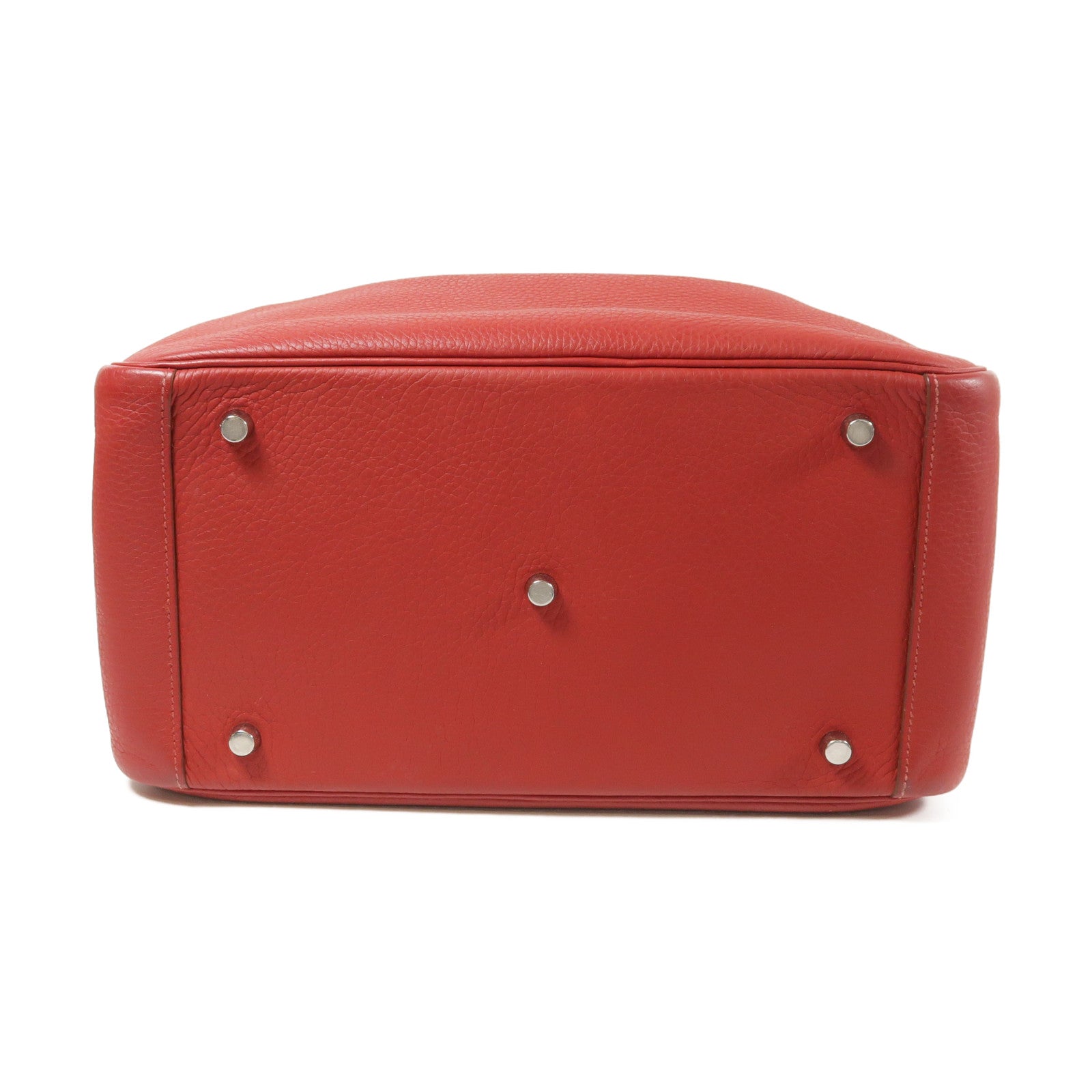 HERMES Clemence皮革Lindy 34銀扣手挽肩背兩用袋Rouge Casaqe