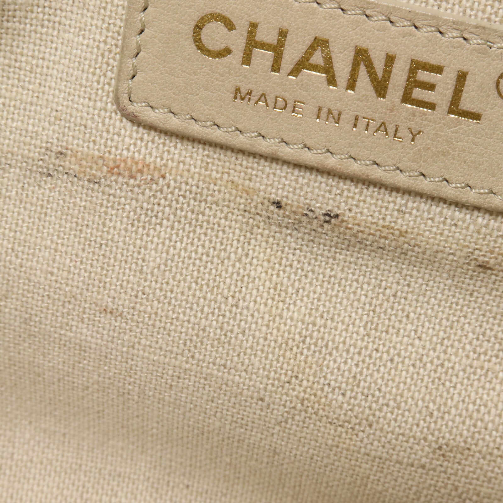 CHANEL 帆布Deauville Tote Small鏈帶手挽肩背兩用袋