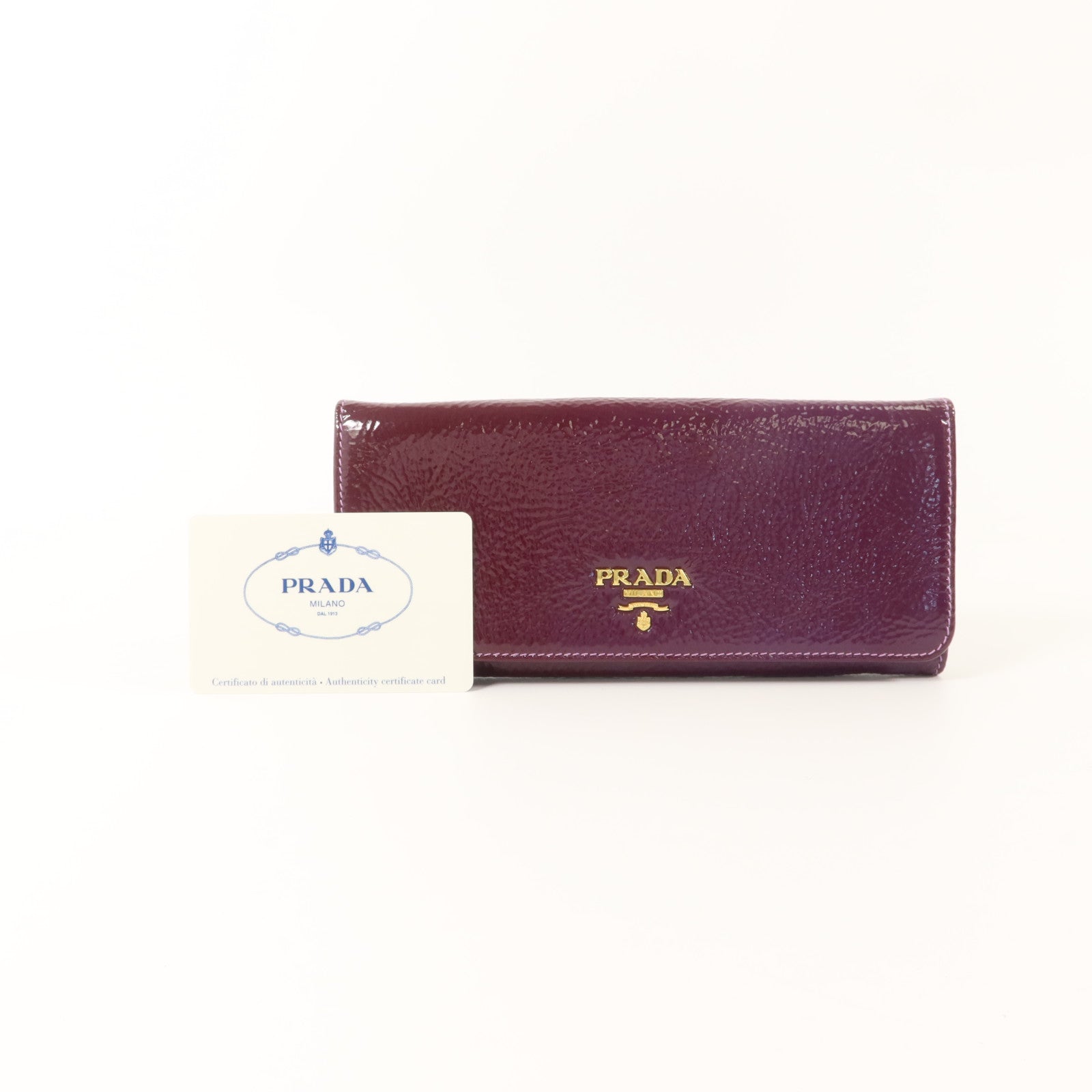 PRADA 漆皮皮革Long Wallet金扣長錢包