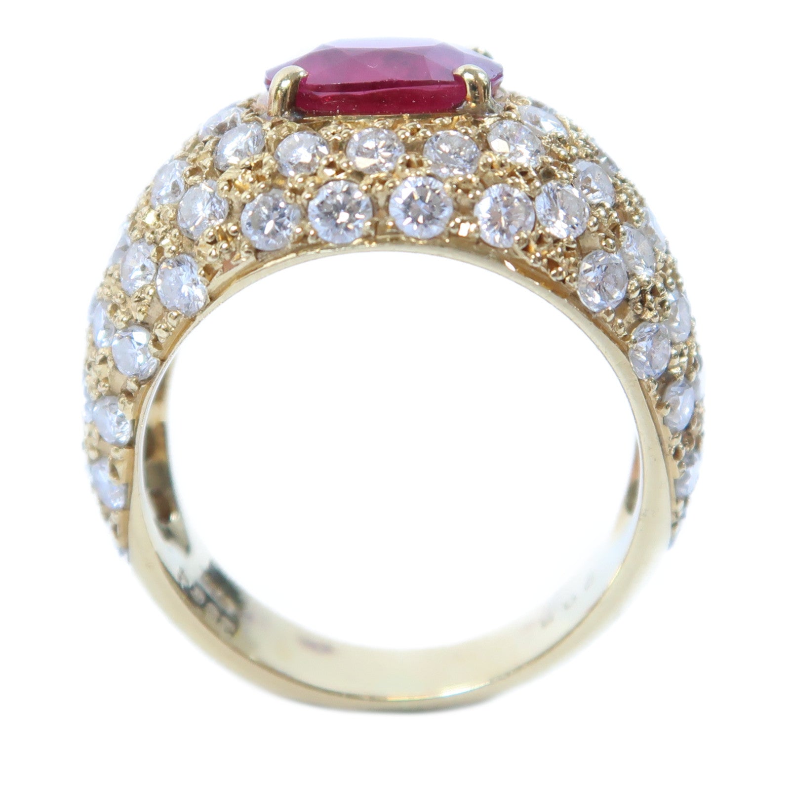JEWELRY 【激減優惠】18K黃金Ruby Ring 2.864ct紅寶石/2.08ct鑽石戒指US#8.25