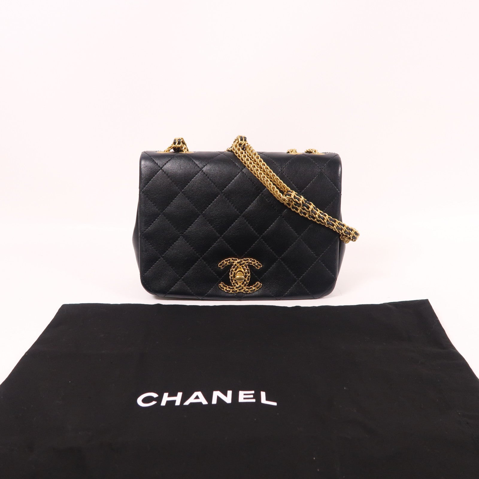 CHANEL 【激減優惠】牛皮皮革Chain Shoulder金扣鏈帶肩背袋