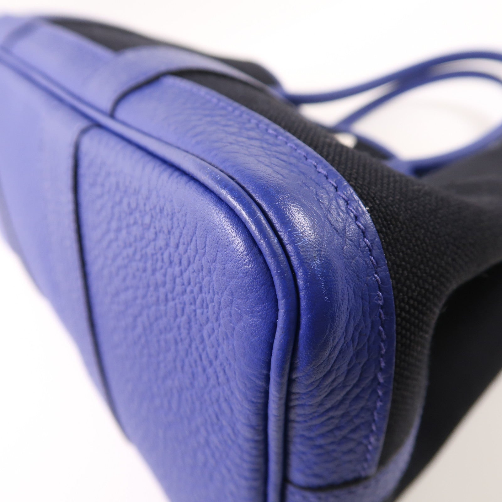 HERMES PHW Garden Party PM Tote Bag Canvas Blue/Black