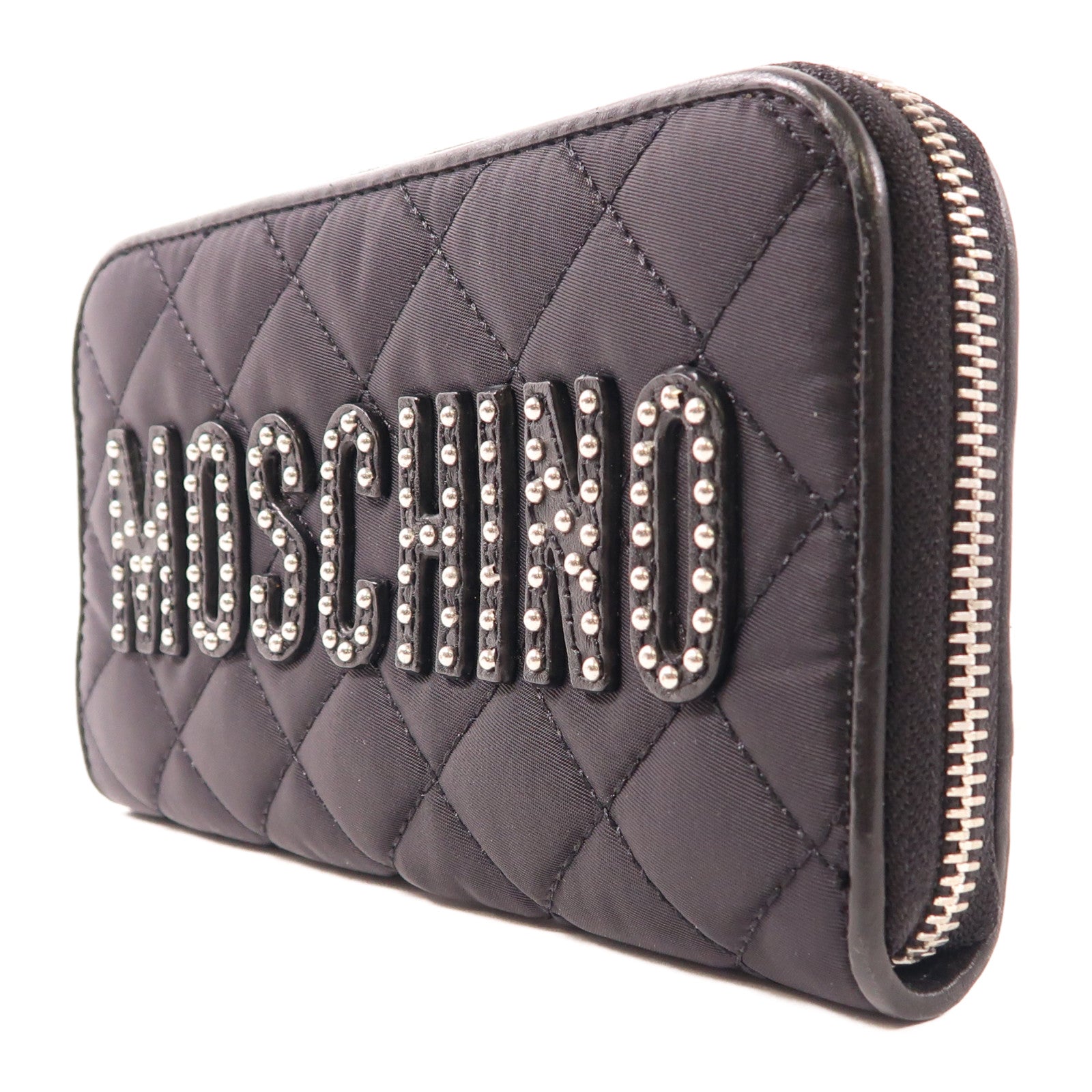 MOSCHINO 尼龍Zipper Long Wallet銀扣長錢包黑色
