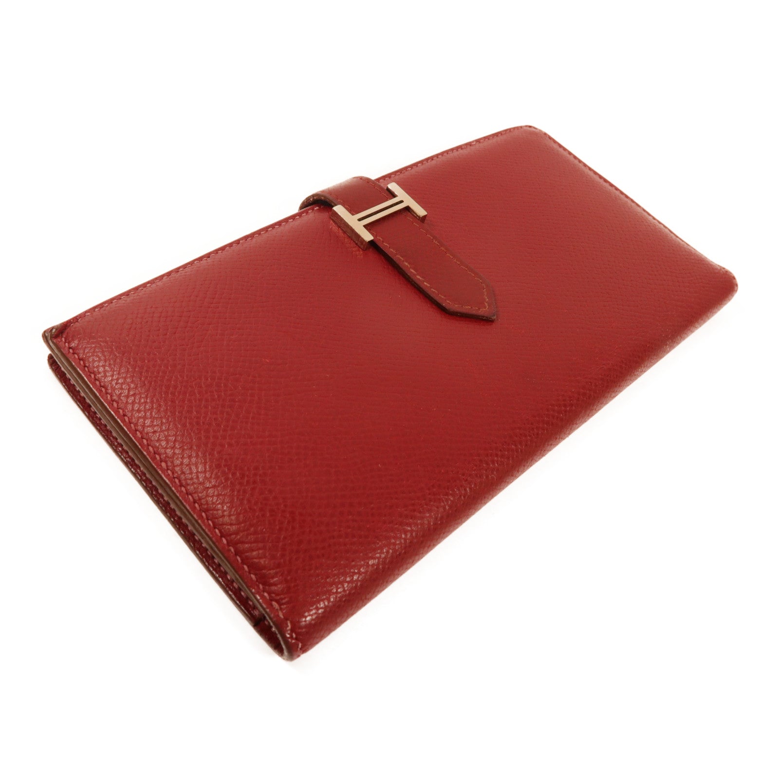 HERMES PHW Bearn Long Wallet Evercolor Leather Rouge Grenade