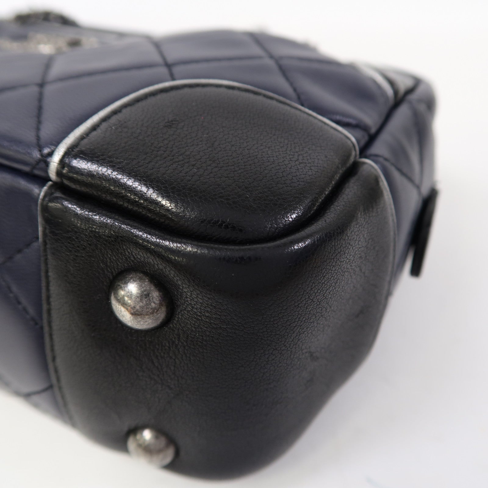 CHANEL 【激減優惠】菱格羊皮皮革Shoulder Bag銀扣鏈帶肩背袋藍色