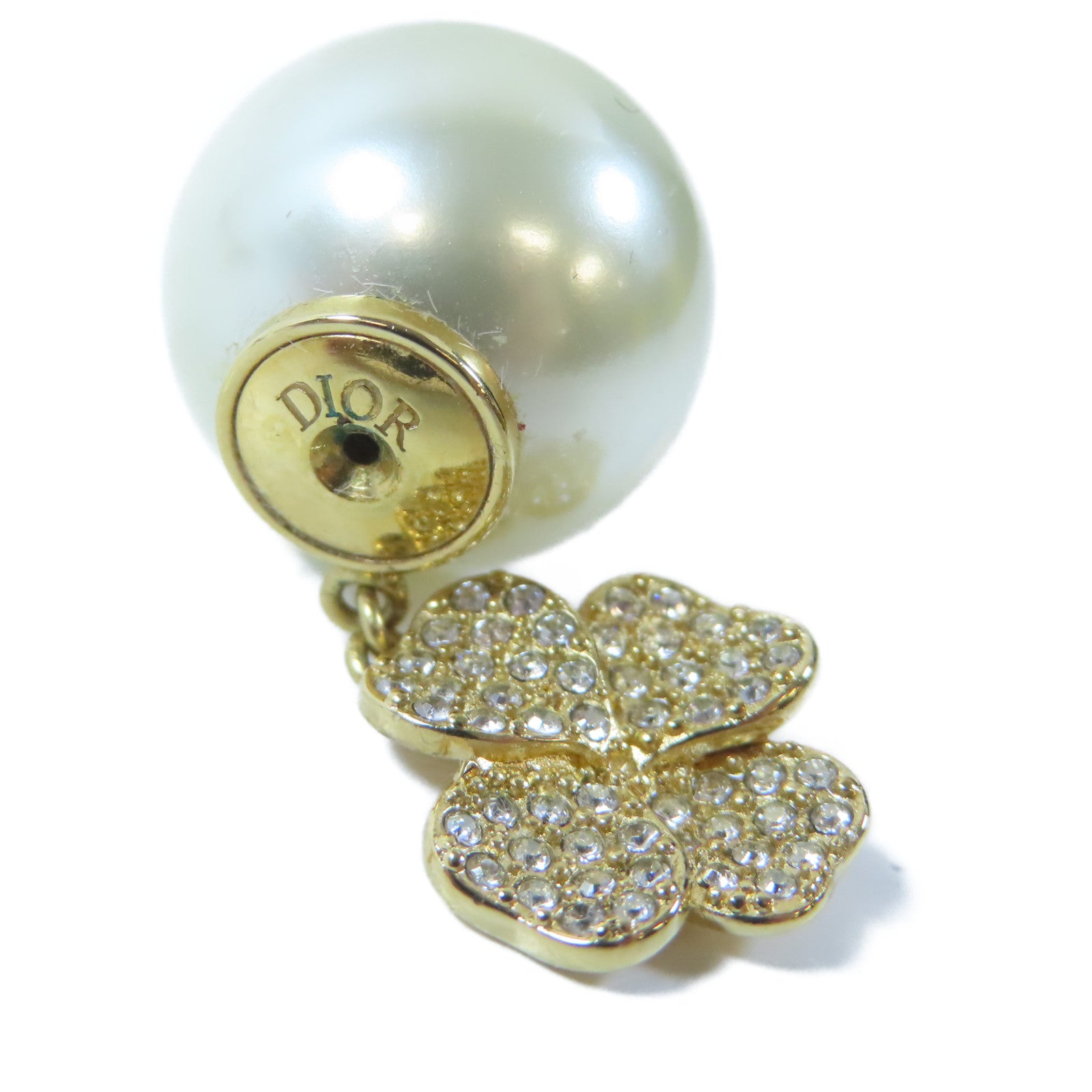 Dior 金屬Pierced Earring耳環金色/白色