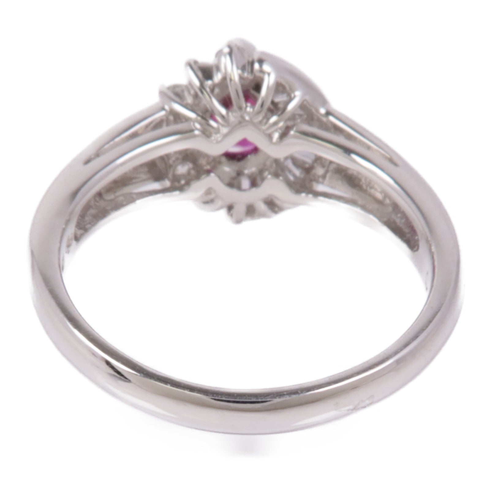 JEWELRY 【激減優惠】PT850鉑金Ruby/Diamond Ring紅寶石/鑽石戒指US#6