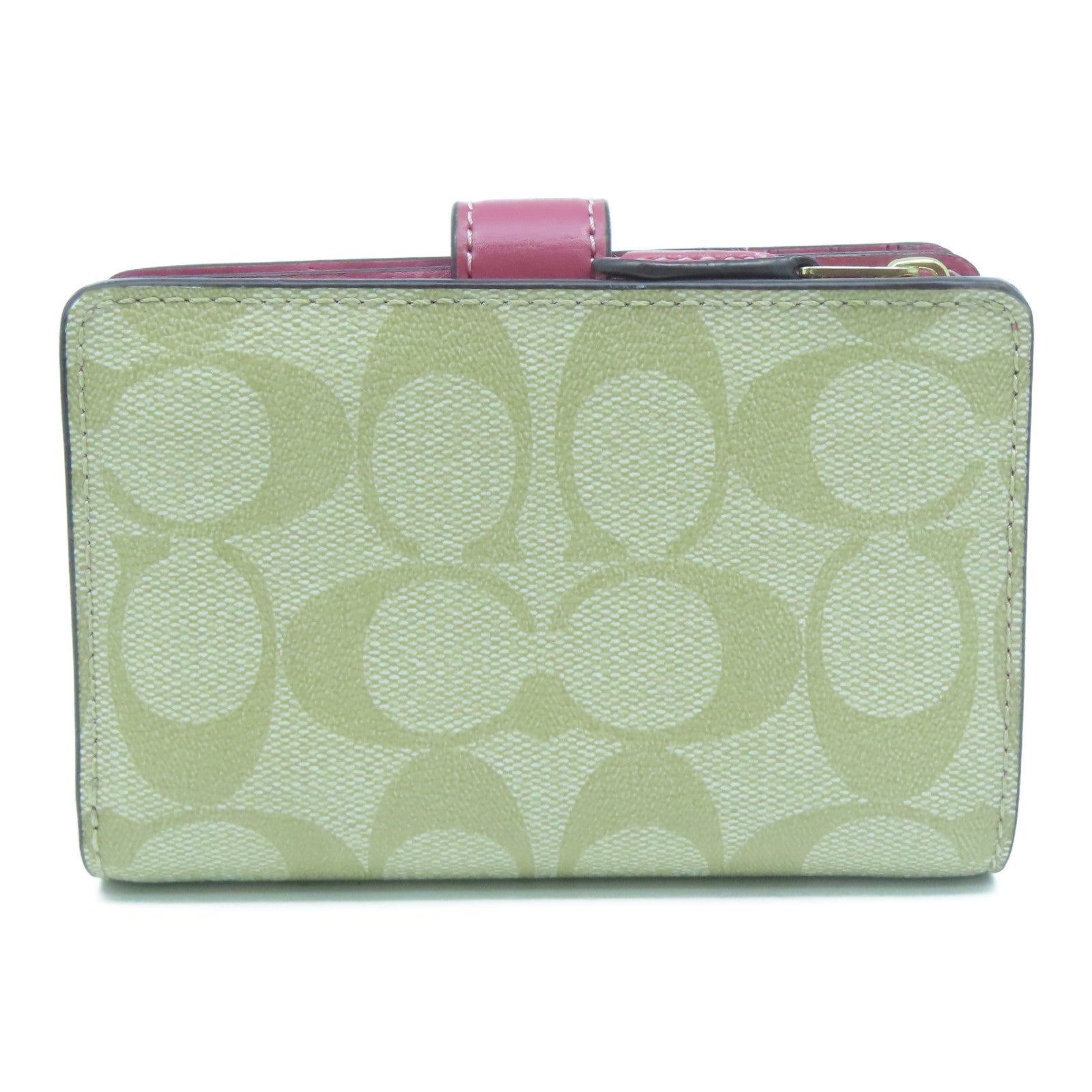 COACH 【激減優惠】塗層帆布Wallet金扣錢包粉紅色/米色