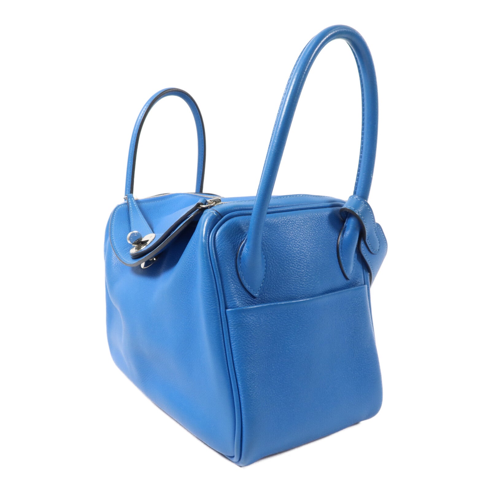 HERMES Evercolor皮革Lindy 26手挽肩背兩用袋Bleu Hydra