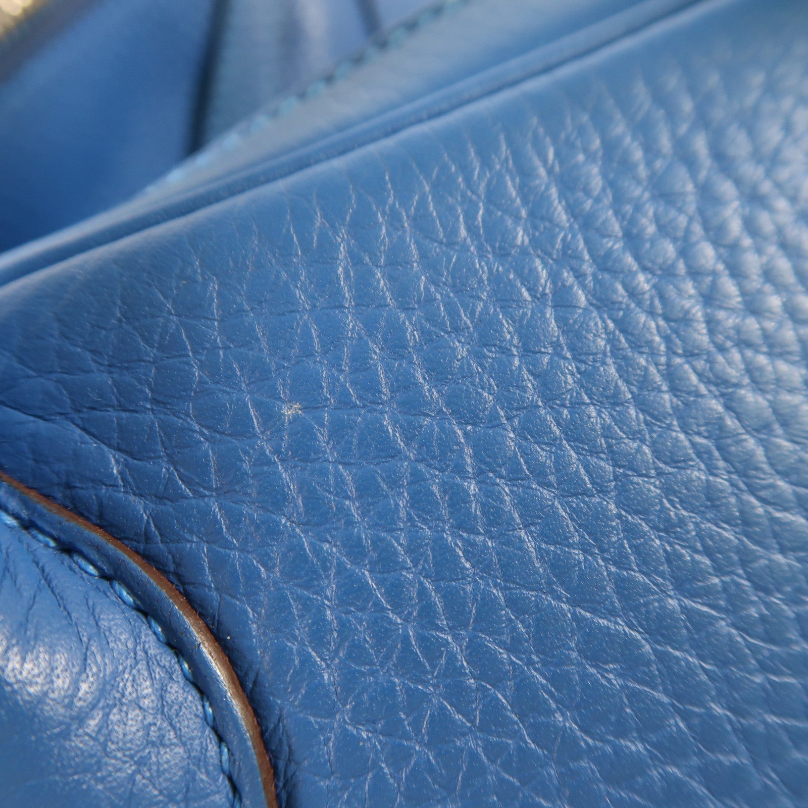 HERMES Togo皮革Lindy 30銀扣手挽肩背兩用袋Bleu Izmir