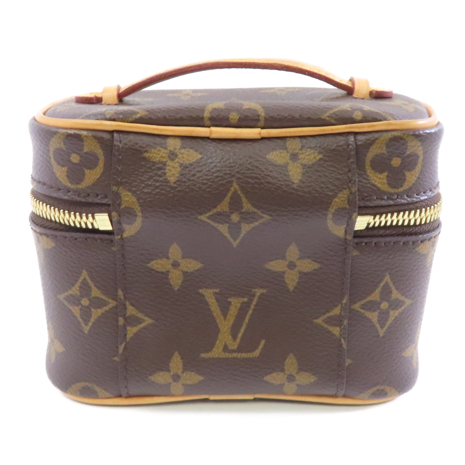 LOUIS VUITTON Monogram Nice Nano金扣手挽袋棕色