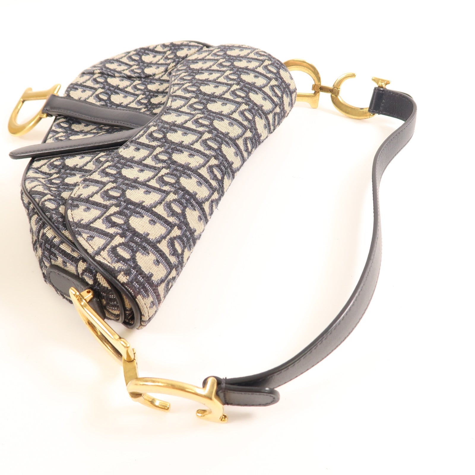 Dior CD GHW Saddle Bag Handbag Canvas M0446 Blue