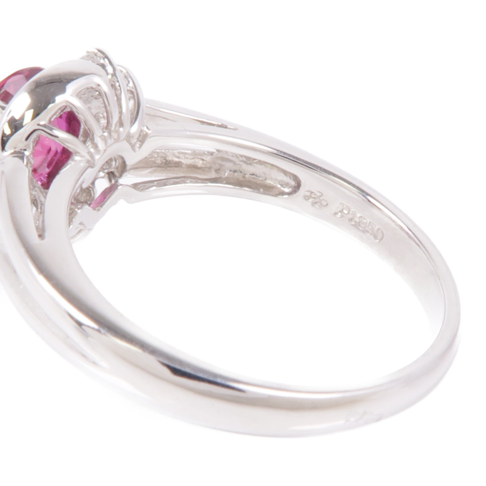 JEWELRY 【激減優惠】PT850鉑金Ruby/Diamond Ring紅寶石/鑽石戒指US#6