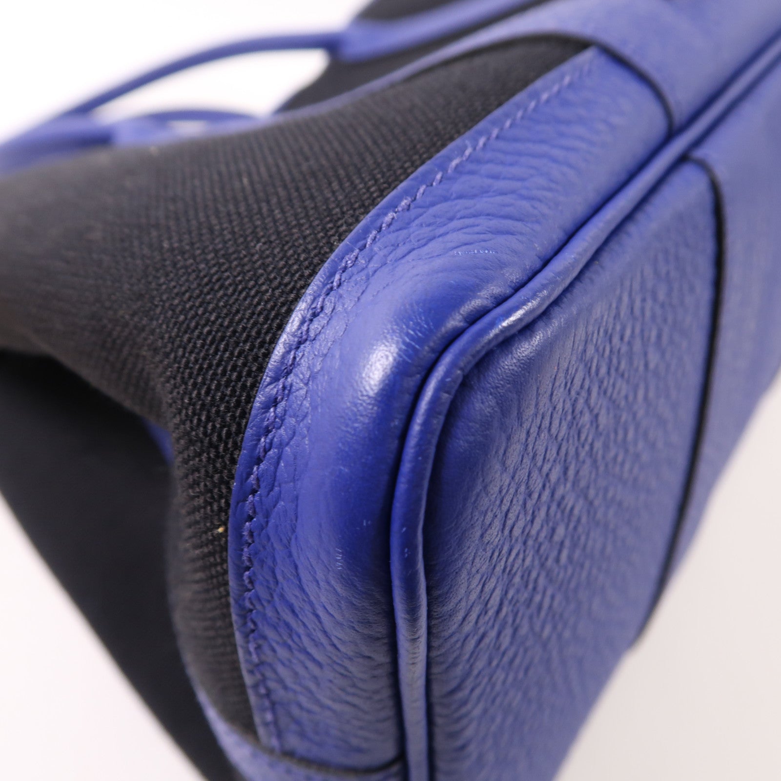 HERMES PHW Garden Party PM Tote Bag Canvas Blue/Black