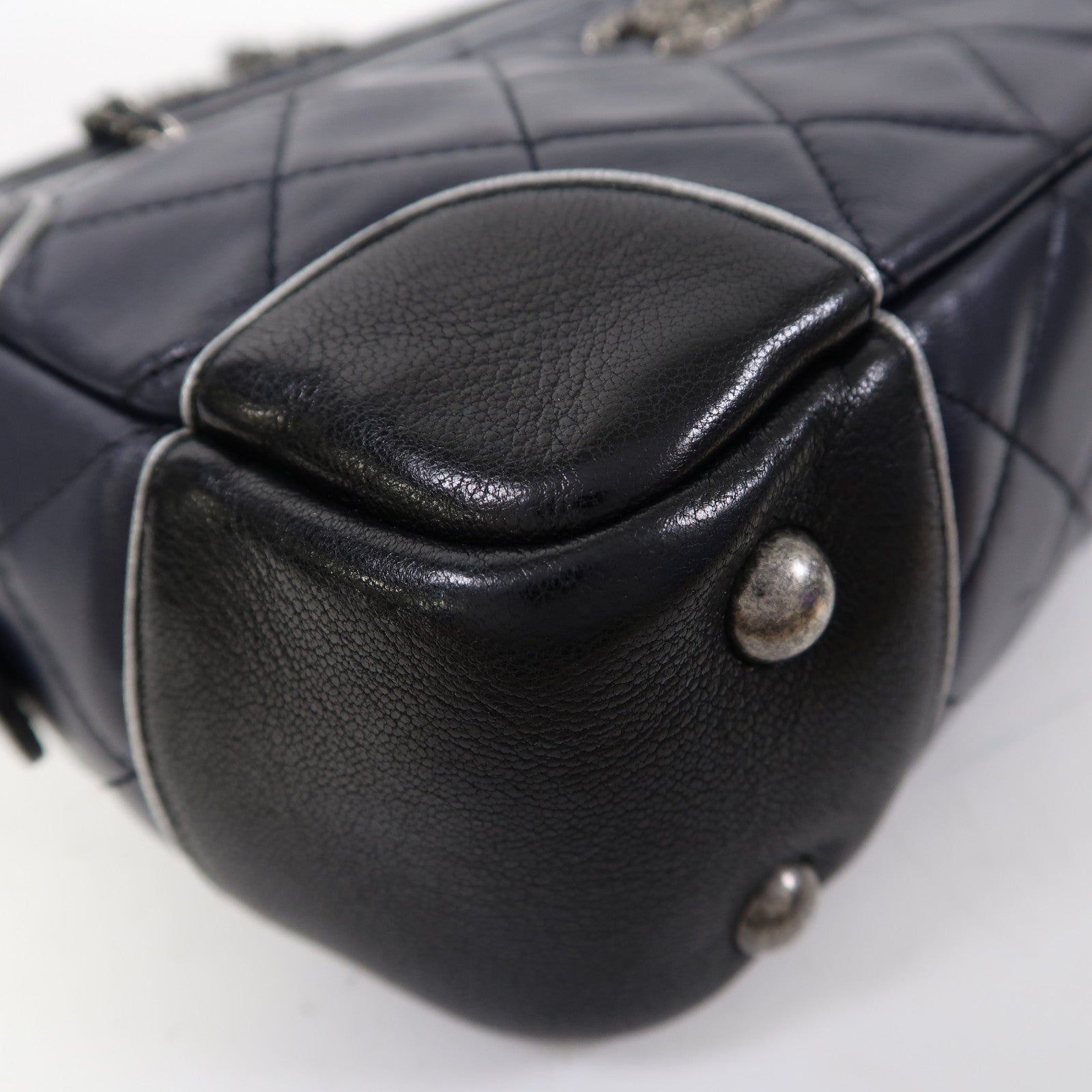 CHANEL 【激減優惠】菱格羊皮皮革Shoulder Bag銀扣鏈帶肩背袋藍色