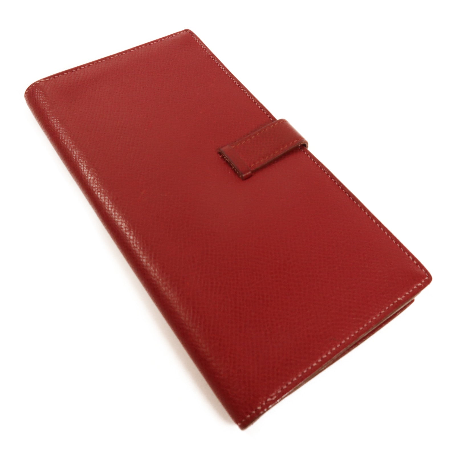 HERMES PHW Bearn Long Wallet Evercolor Leather Rouge Grenade