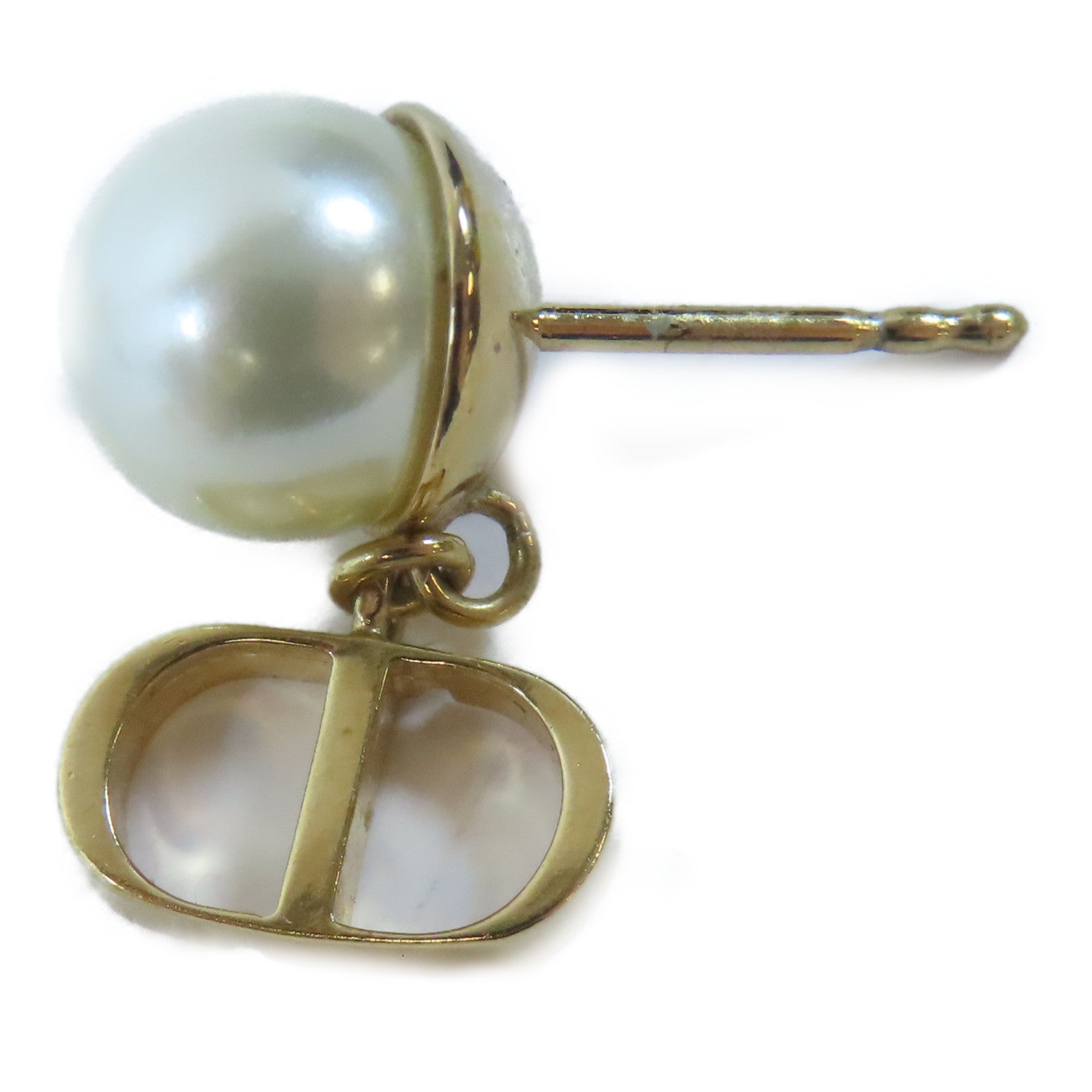 Dior 金屬Pierced Earring耳環金色/白色