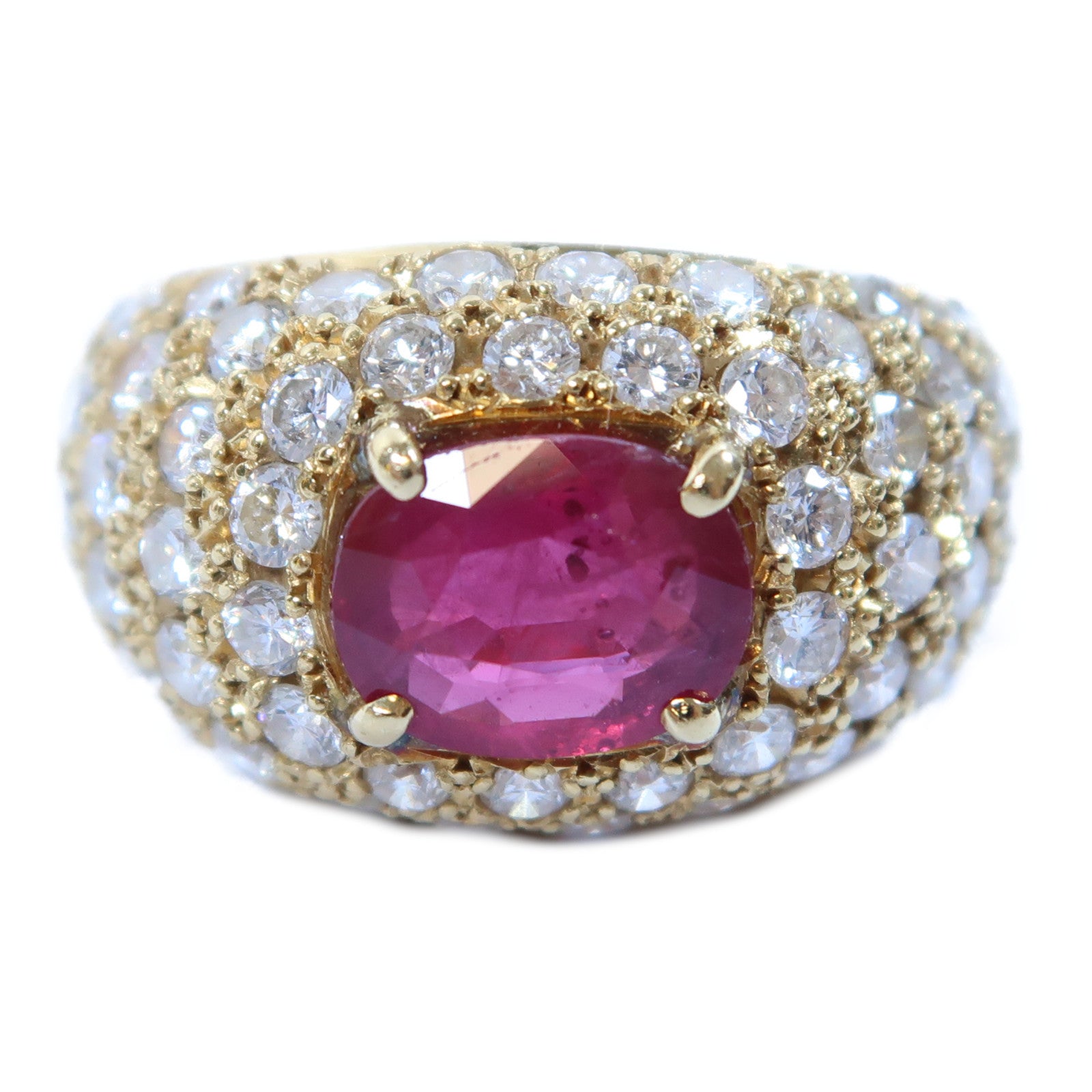 JEWELRY 【激減優惠】18K黃金Ruby Ring 2.864ct紅寶石/2.08ct鑽石戒指US#8.25