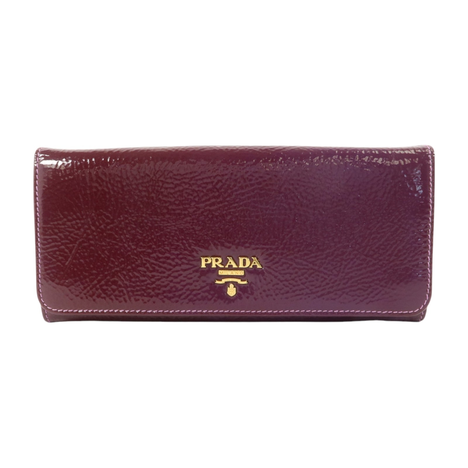 PRADA 漆皮皮革Long Wallet金扣長錢包