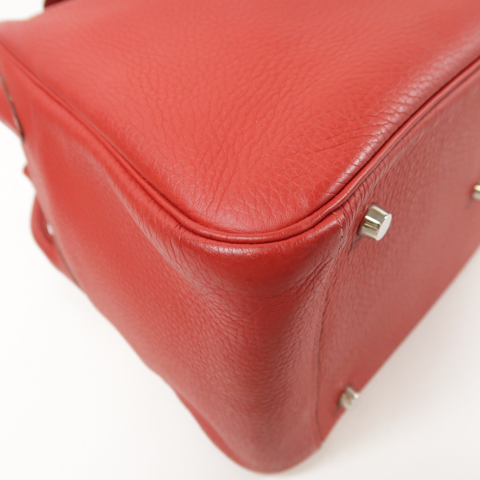 HERMES Clemence皮革Lindy 34銀扣手挽肩背兩用袋Rouge Casaqe