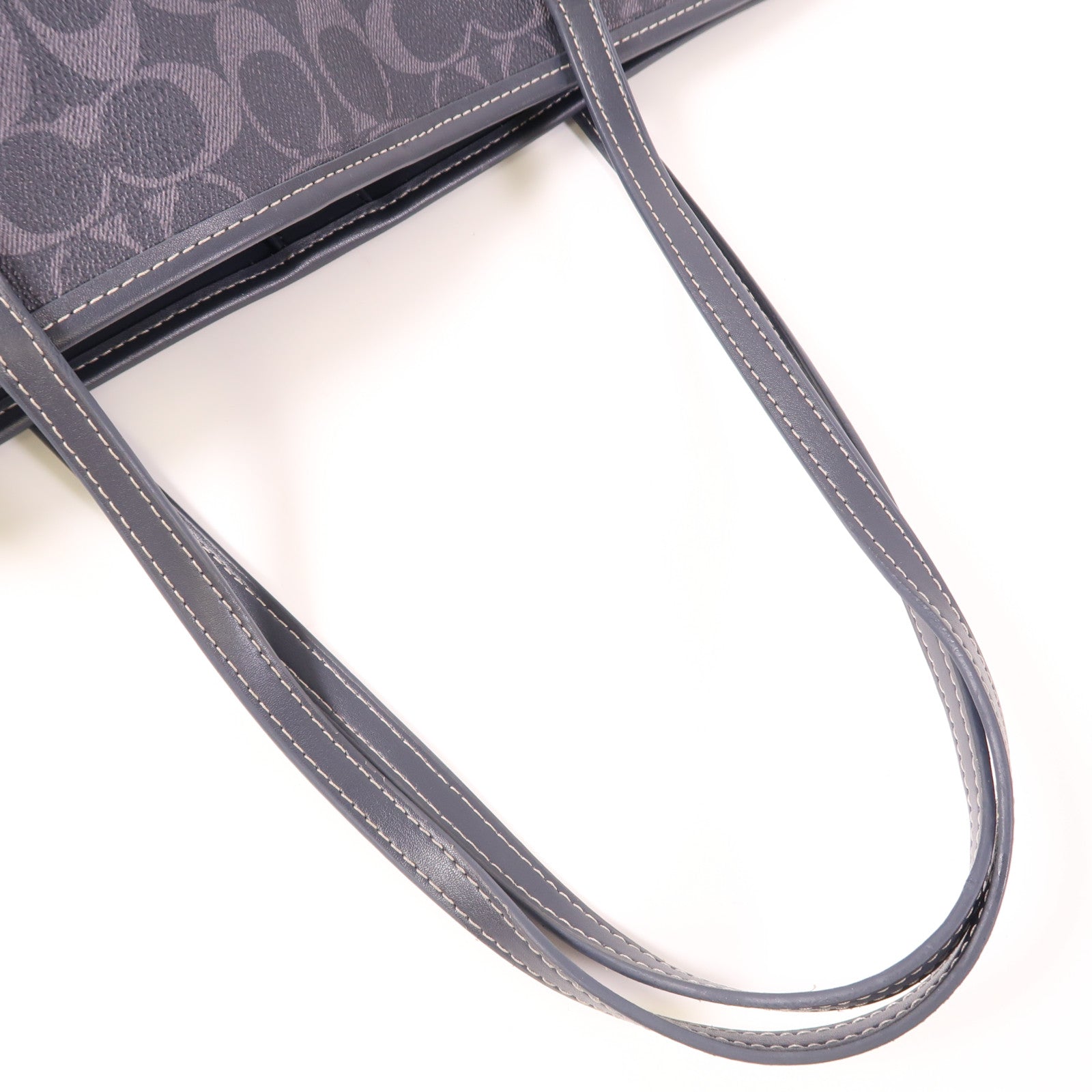 COACH 塗層帆布Tote Bag銀扣肩背袋