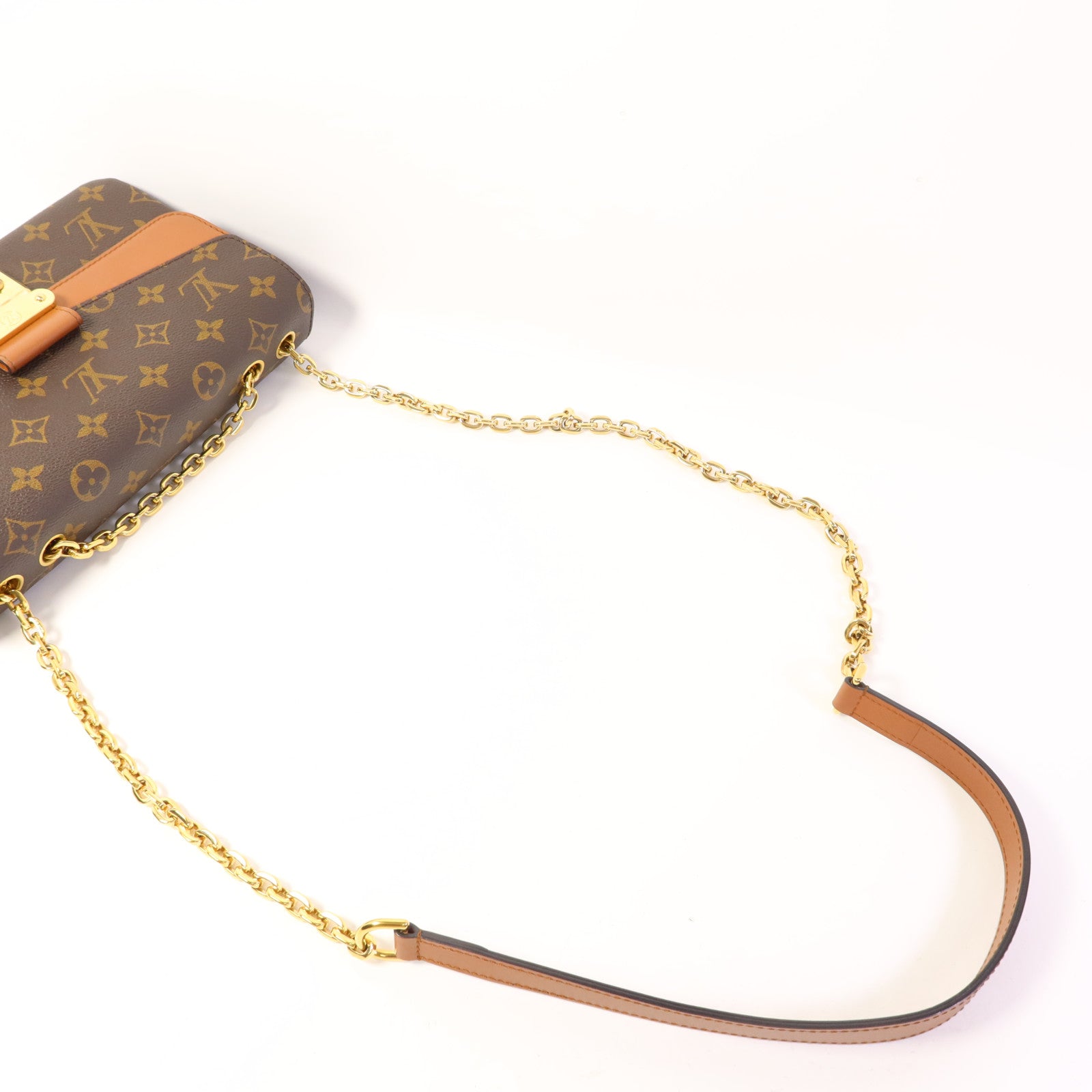 LOUIS VUITTON Monogram Marceau金扣鏈帶肩背袋棕色