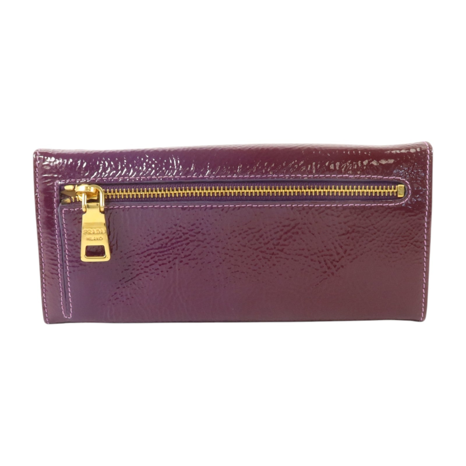 PRADA 漆皮皮革Long Wallet金扣長錢包