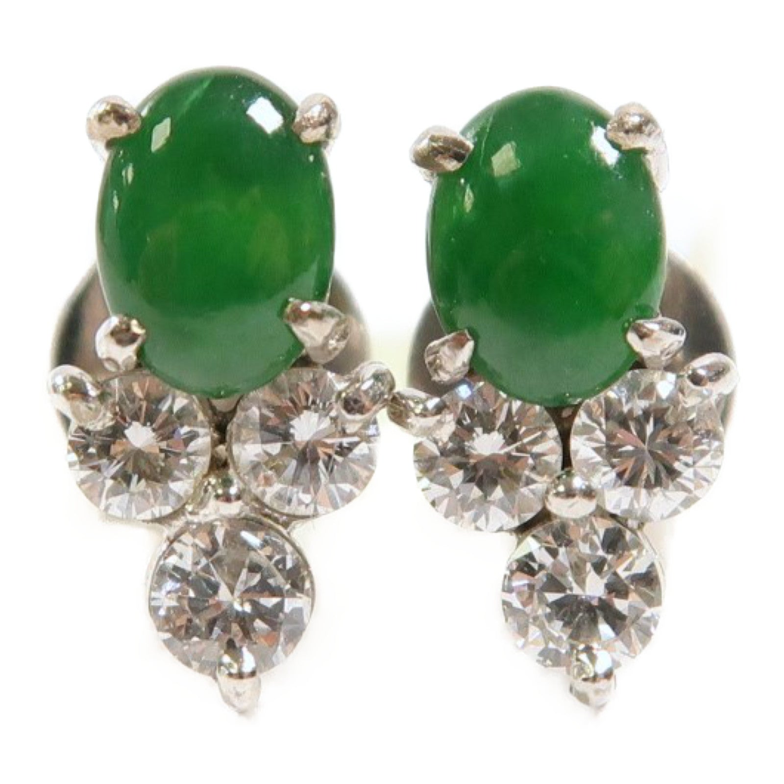 JEWELRY 【激減優惠】18K白金Jade/Diamond Earrings翡翠/鑽石耳環