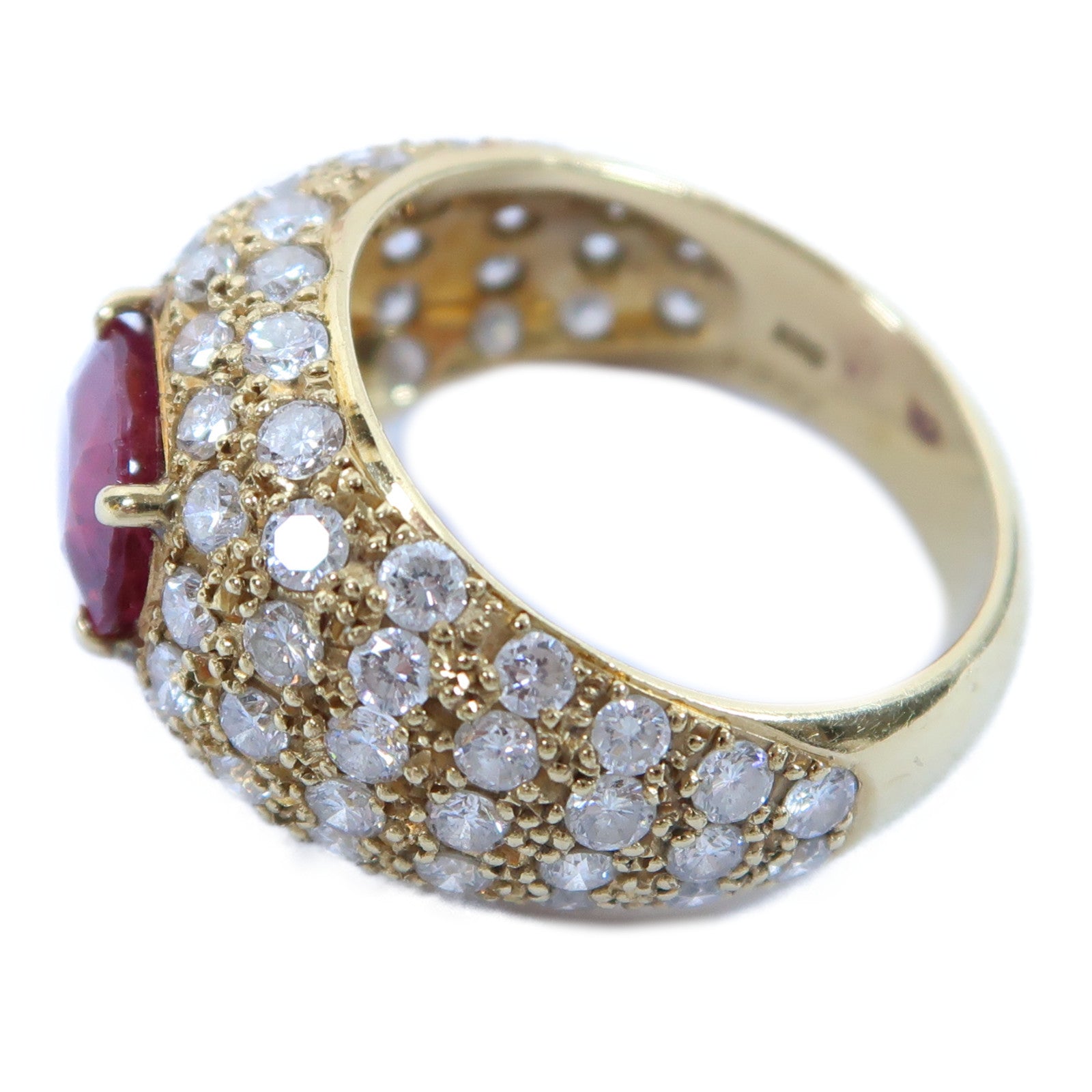 JEWELRY 【激減優惠】18K黃金Ruby Ring 2.864ct紅寶石/2.08ct鑽石戒指US#8.25