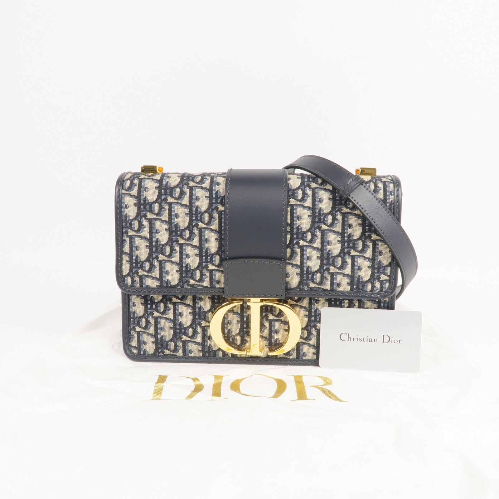 Dior 帆布Oblique 30 Montaigne金扣肩背袋