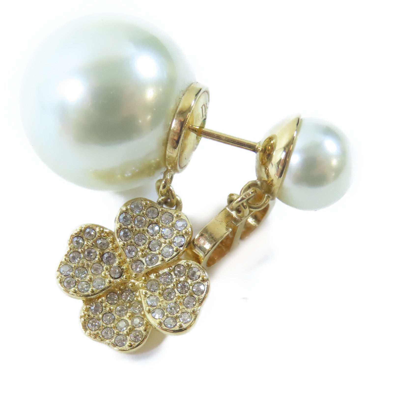 Dior 金屬Pierced Earring耳環金色/白色