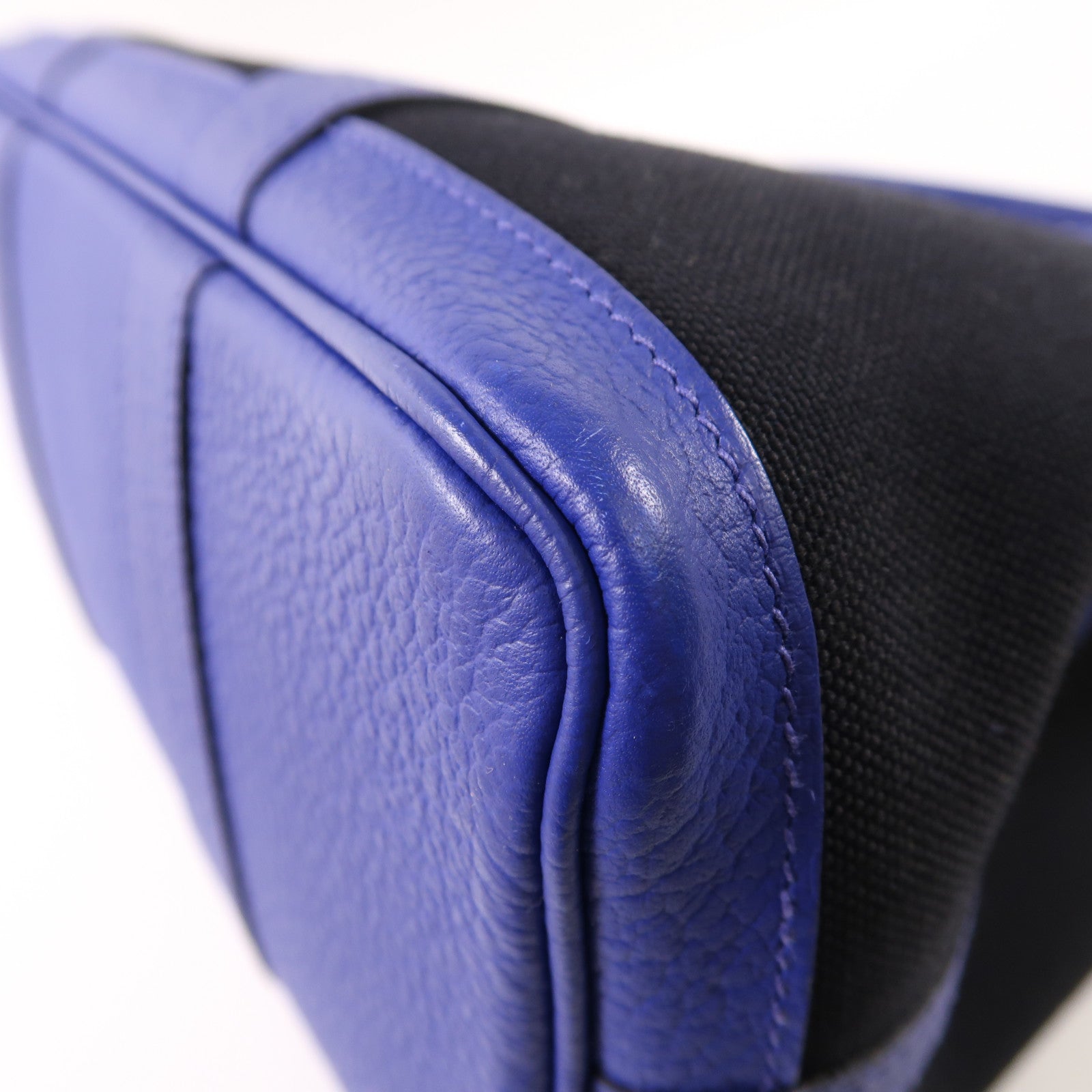 HERMES PHW Garden Party PM Tote Bag Canvas Blue/Black