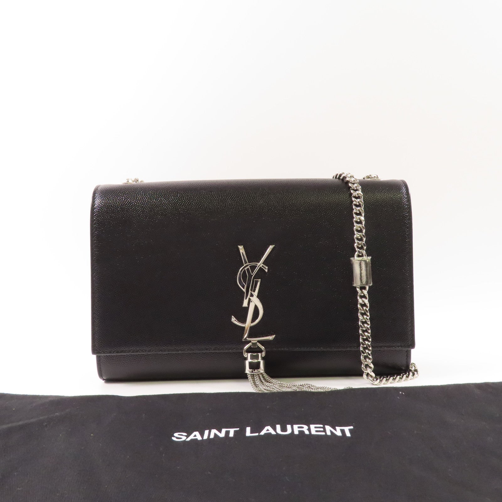 SAINT LAURENT 牛皮皮革Kate Medium銀扣鏈帶肩背袋