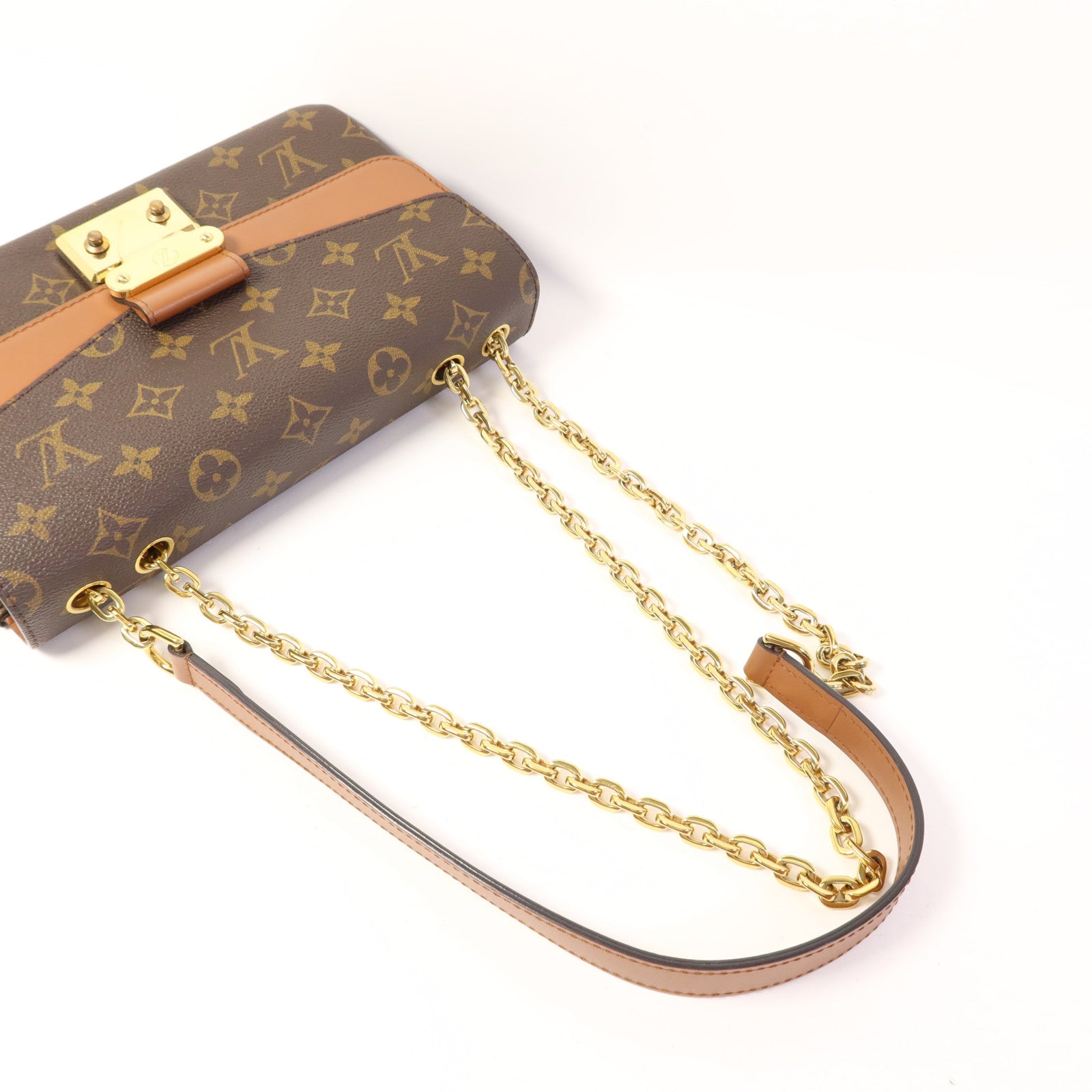 LOUIS VUITTON Monogram Marceau金扣鏈帶肩背袋棕色